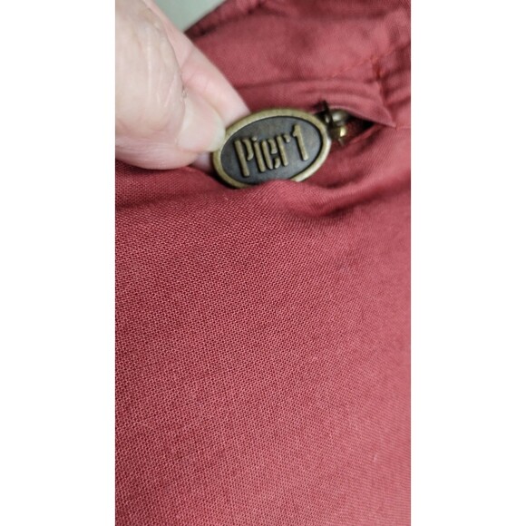 Pier 1 Imports Floral Embroidered Lumbar Pillow Blue Yellow Orange Zipper 19x13 - Picture 4 of 7